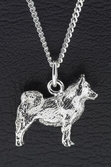 Zilveren Finse lappenhond groot ketting hanger