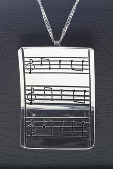 Zilveren Muzieknoten XL ketting hanger