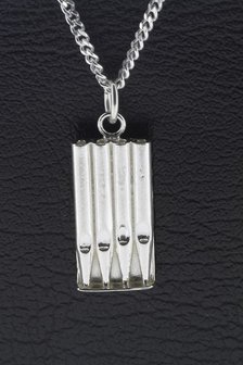 Zilveren Orgelpijpen ketting hanger