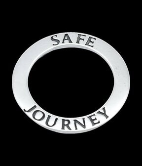 Zilveren Tekstring &quot;Safe Journey&quot; kettinghanger