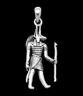 Zilveren Egyptische god Anubis kettinghanger