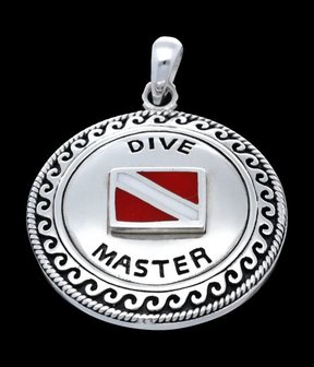 Zilveren  Dive master met duikvlag kettinghanger