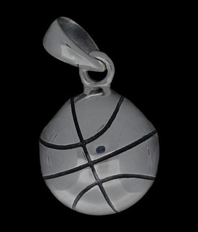 Zilveren Basketbal kettinghanger