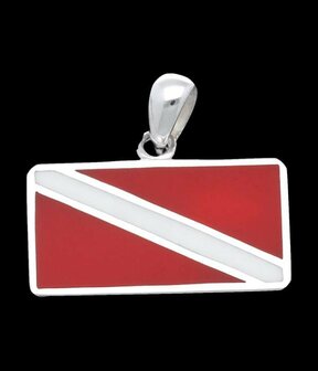 Zilveren Duikvlag rood-wit kettinghanger
