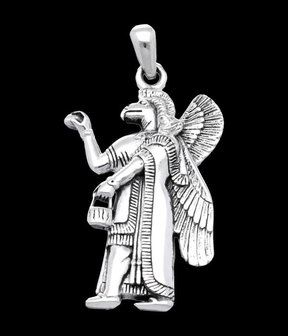 Zilveren Assyrische God Nisroch kettinghanger