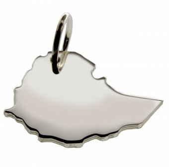 Zilveren Landkaart Ethiopi&euml; ketting hanger