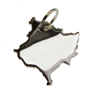 Zilveren Landkaart Kosovo ketting hanger