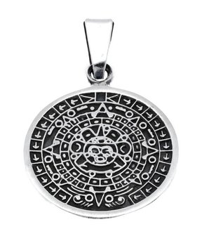 Zilveren Azteken kalender kettinghanger