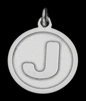 Zilveren Letter J rond mat-glans ketting hanger
