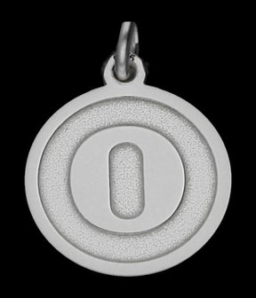 Zilveren Letter O rond mat-glans ketting hanger