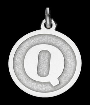 Zilveren Letter Q rond mat-glans ketting hanger