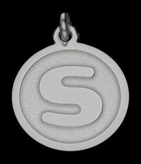 Zilveren Letter S rond mat-glans ketting hanger