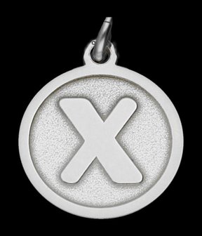 Zilveren Letter X rond mat-glans ketting hanger
