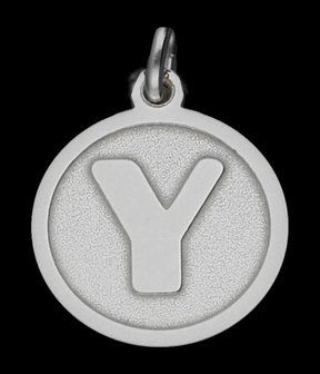 Zilveren Letter Y rond mat-glans ketting hanger