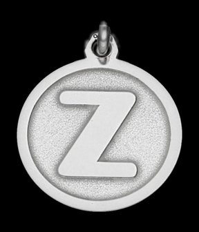 Zilveren Letter Z rond mat-glans ketting hanger