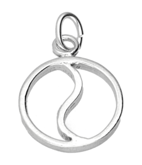 Zilveren Yin Yang open ketting hanger