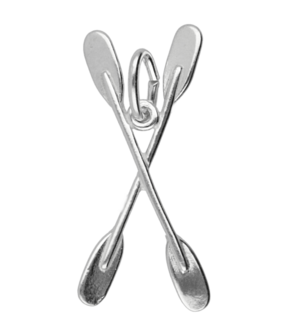 Zilveren Peddel ketting hanger - duo
