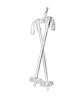 Zilveren Skistok ketting hanger - dubbel