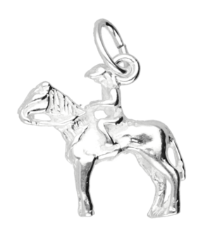 Zilveren Paard met ruiter ketting hanger
