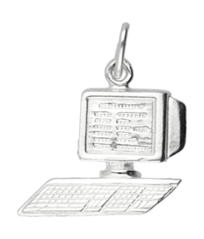 Zilveren Computer ketting hanger