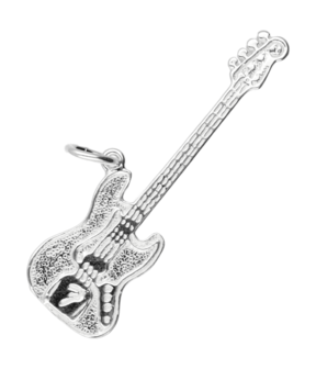 Zilveren Electrische basgitaar Fender ketting hanger