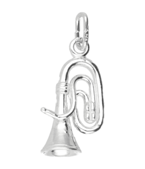 Zilveren Tuba ketting hanger