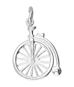 Zilveren Velocipede fiets ketting hanger - antiek