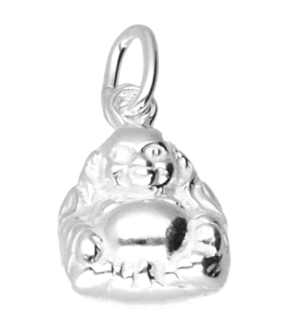 Zilveren boeddha ketting hanger - klein