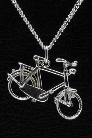 Zilveren Herenfiets ketting hanger