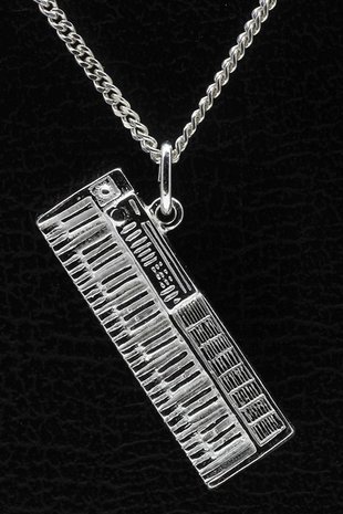 Zilveren Keyboard ketting hanger - groot