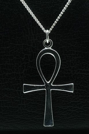 Zilveren ankh ketting hanger XL