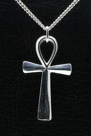 Zilveren ankh ketting hanger groot