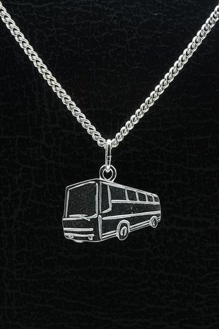 Zilveren Autobus ketting hanger - 1