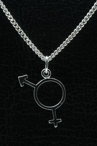 Zilveren Man/vrouw teken ketting hanger - 2