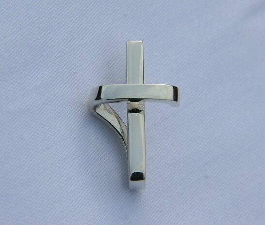 Zilveren Ringkeeper Cross ketting hanger - middel