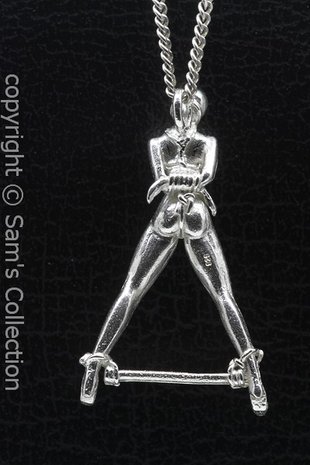 Zilveren SM bondage vrouw ketting hanger