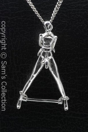 Zilveren SM bondage man ketting hanger