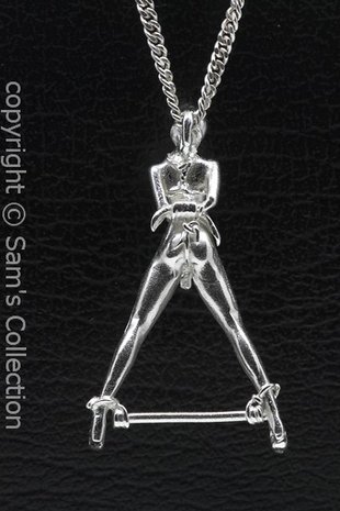 Zilveren SM bondage man ketting hanger