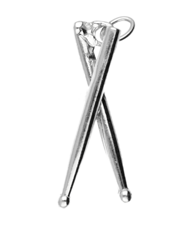 Zilveren Drumstokken grof ketting hanger