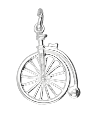 Zilveren Velocipede fiets ketting hanger - antiek