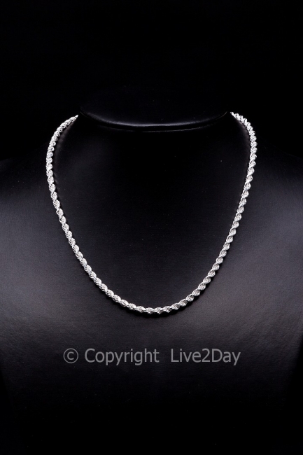 Veranderlijk morgen plug Zilveren design halsketting - "Koord" 42/45 cm, fraai afgewerkt -  zilverenhangers