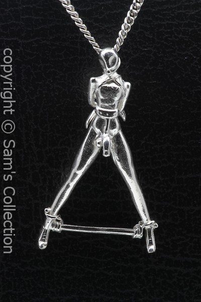 Zilveren SM bondage man ketting hanger op voorraad zilverenhangers