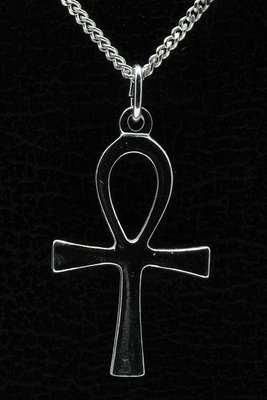 Zilveren ankh ketting hanger - middel