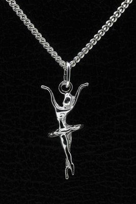 Zilveren balletdanseres ketting hanger