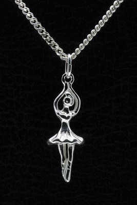 Zilveren balletdanseres ketting hanger - 2