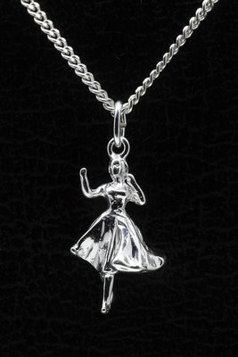 Zilveren Danseres ketting hanger - ballroom