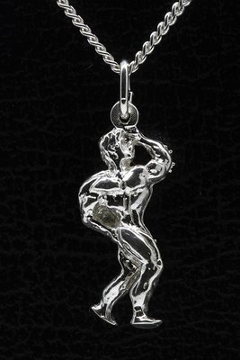 Zilveren bodybuilder ketting hanger