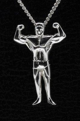 Zilveren bodybuilder hanger - 2