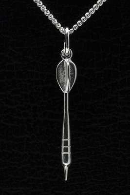 Zilveren Dartpijl ketting hanger - middel