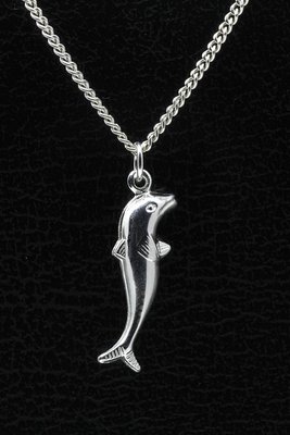 Zilveren Dolfijn ketting hanger - middel